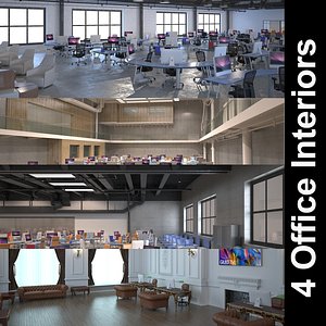 4 office interiors 3D model