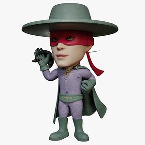 zorro chibi rigged 3d model