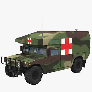 3D model Military Ambulance HMMWV M997 Low Poly