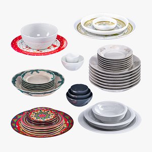 dishes kitchen set 3D model