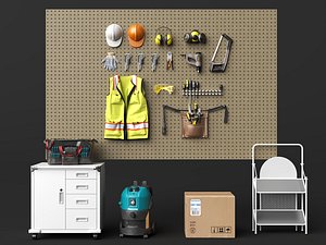 Workshop Safety Tool Wall Asset Pack 3D model