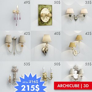 ac wall lights set 3d max