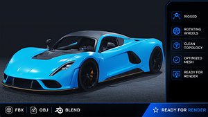 2021 Hennessey Venom F5 3D Model Hypercar American Engineering