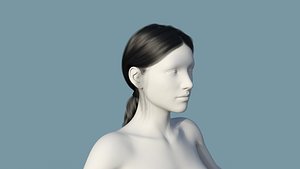 Realistic Female Polygon Black Hair 44 3D