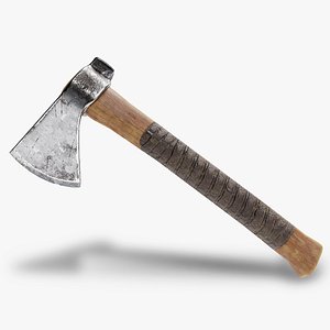 3D crafted scratched iron Hatchet axe tool er1 model