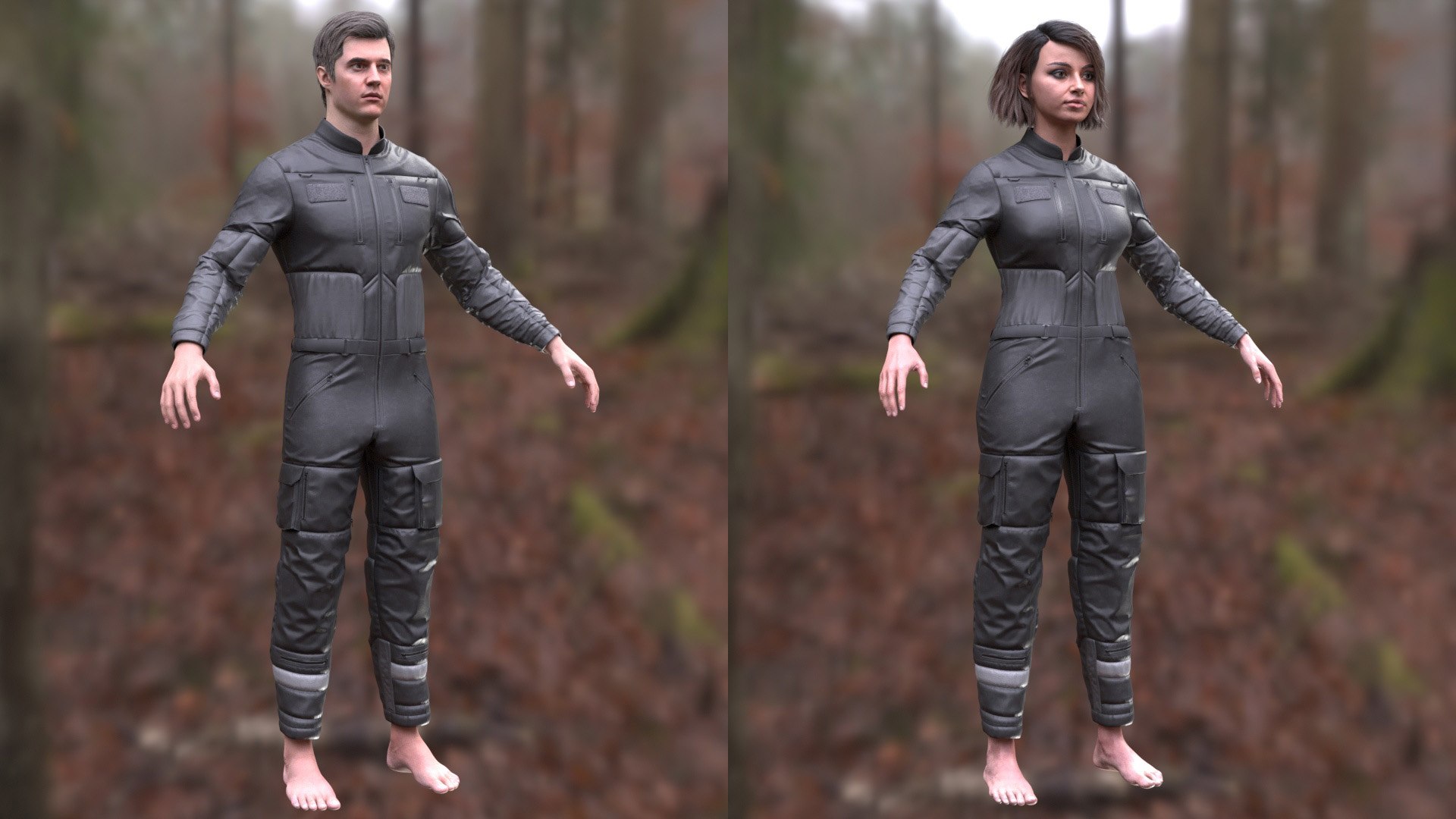 Man And Woman In Skydiving Suit 48 3D Model - TurboSquid 2353301