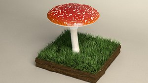 3D mushroom amanita
