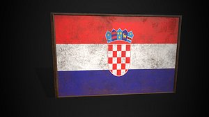 Old Picture Frame With Croatia Flag - Game Ready PBR Low-poly 2 3D