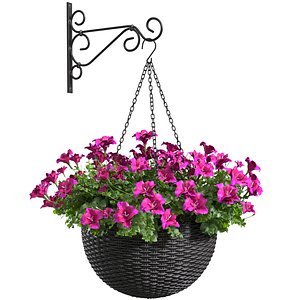 Hanging basket flowerpot rattan pot with flowers