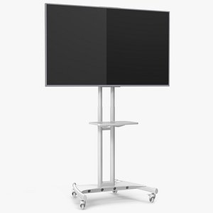 TV Display Stand with Mounted Screen White