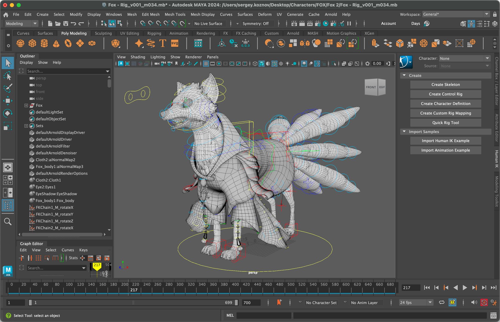 Mystic FOX Azure Kitsune Warrior Fox 3D Model Stylised Cartoon ...