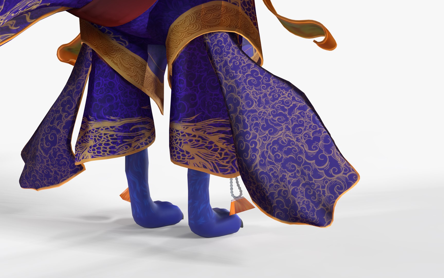 Mystic FOX Azure Kitsune Warrior Fox 3D Model Stylised Cartoon ...