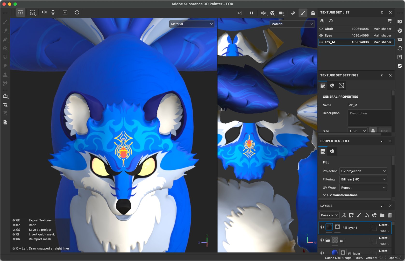 Mystic FOX Azure Kitsune Warrior Fox 3D Model Stylised Cartoon ...