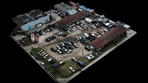 3D cars abandoned wrecks parking drone photogrammetry model