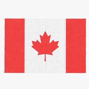 3D model flag laying pose canada