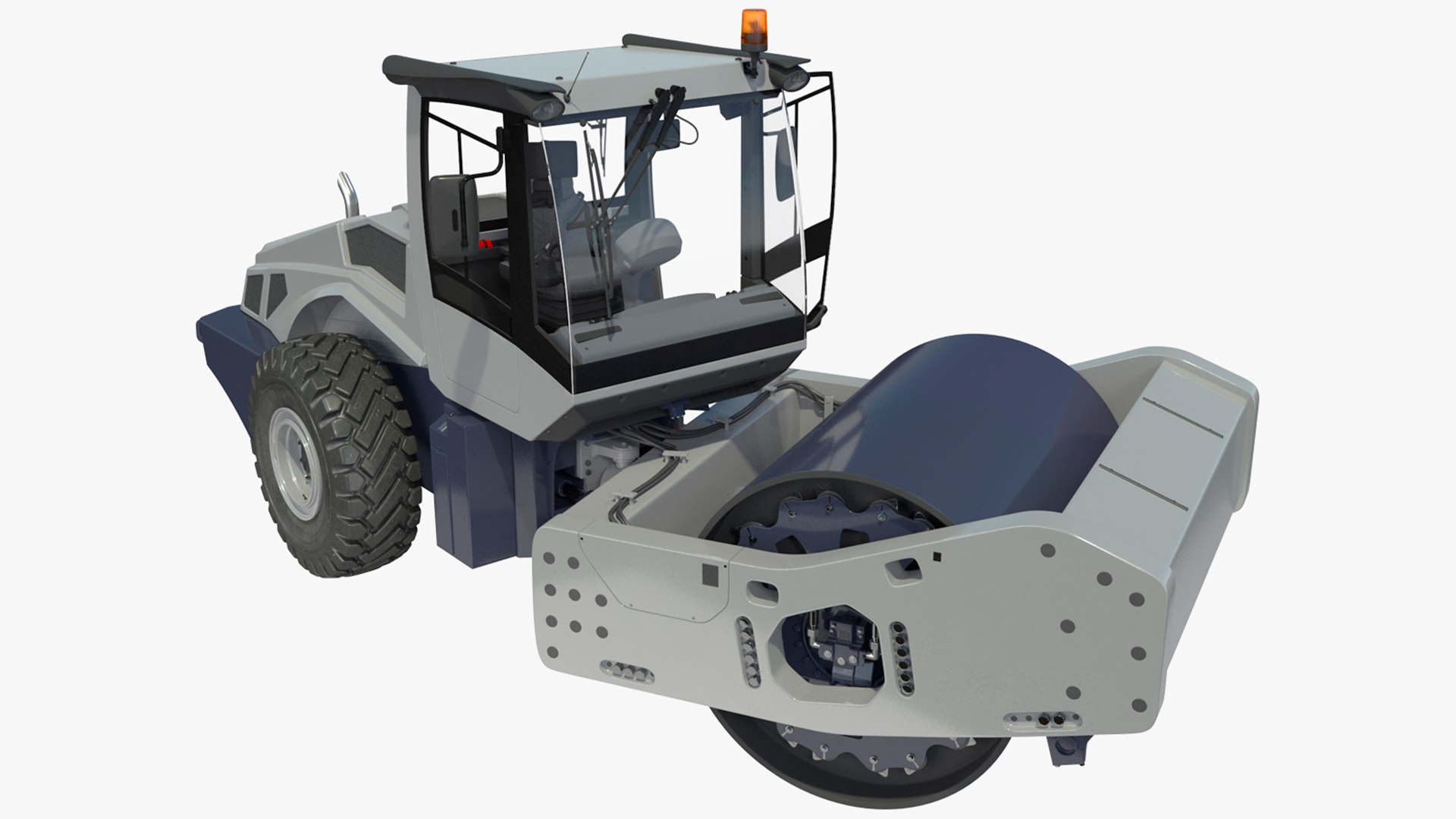 Heavyweight Single Drum Compactor Clean Rigged 3D model preview