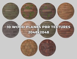 10 Stylized and Seamless Wood Planks PBR Textures and Materials
