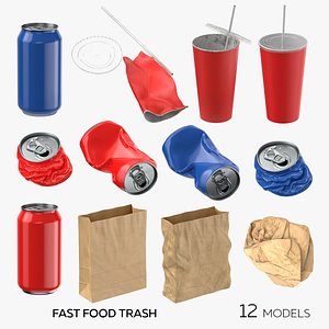 Fast Food Trash - 12 models 3D model