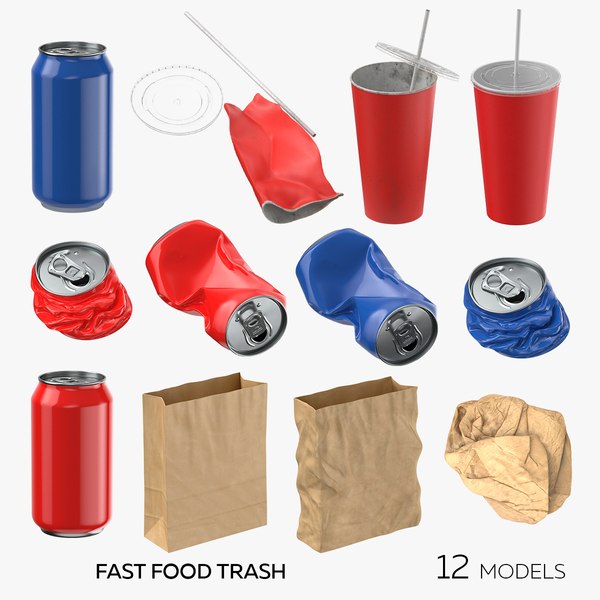 Fast Food Trash - 12 models 3D model