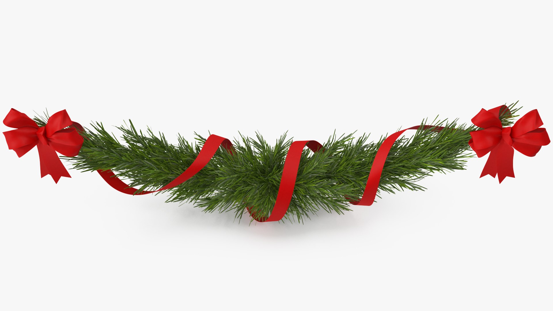 3D Christmas Garland V 3 With Red Bows And Ribbon - TurboSquid 1812414