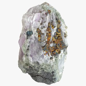 3D model Amethyst with chalcopyrite