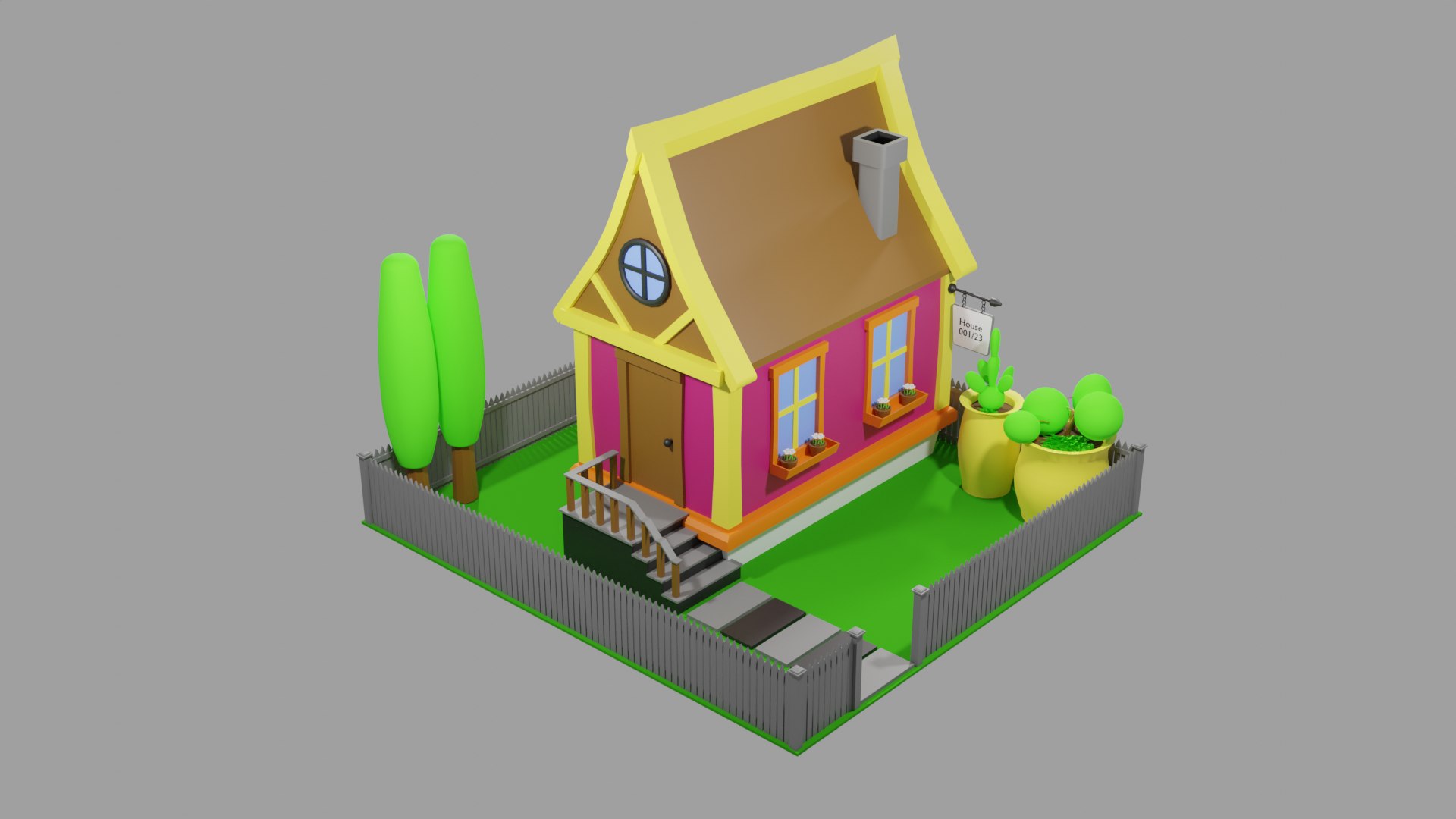 Low Poly House Pink 3D Model - TurboSquid 2010816