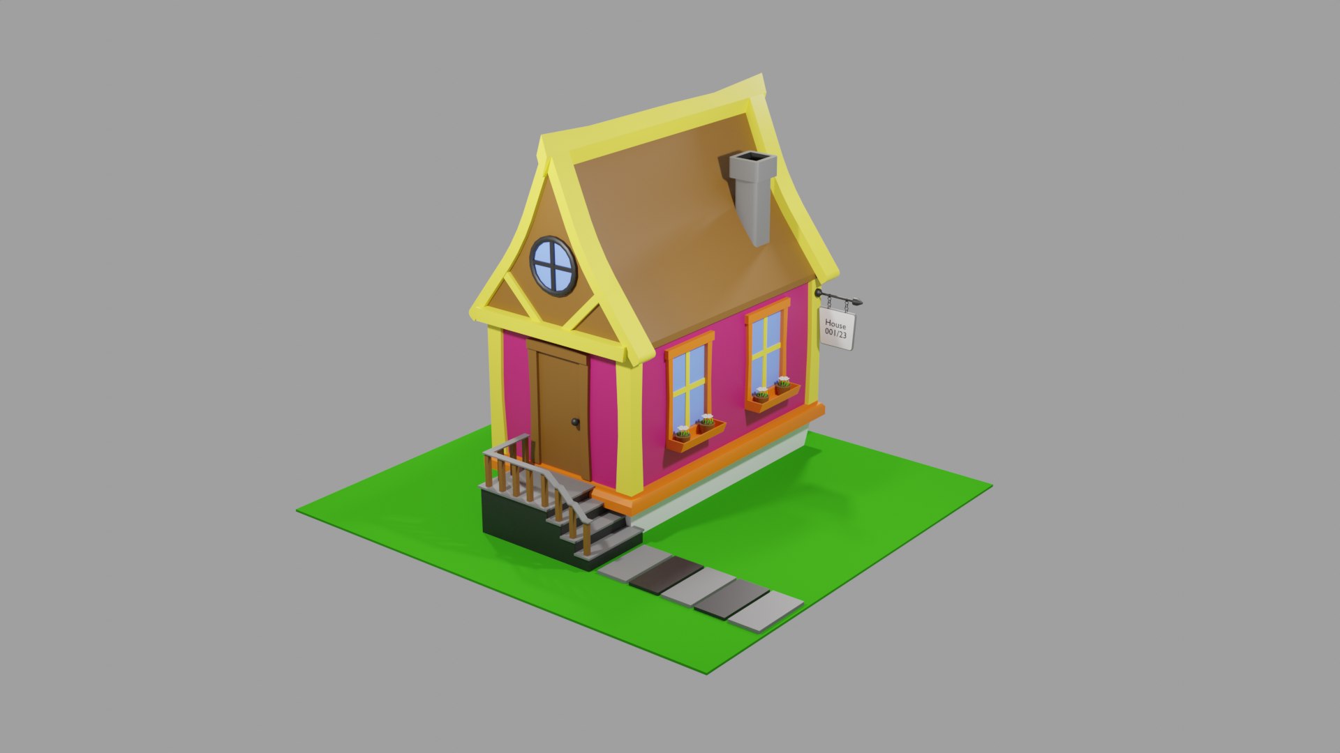 Low Poly House Pink 3D Model - TurboSquid 2010816