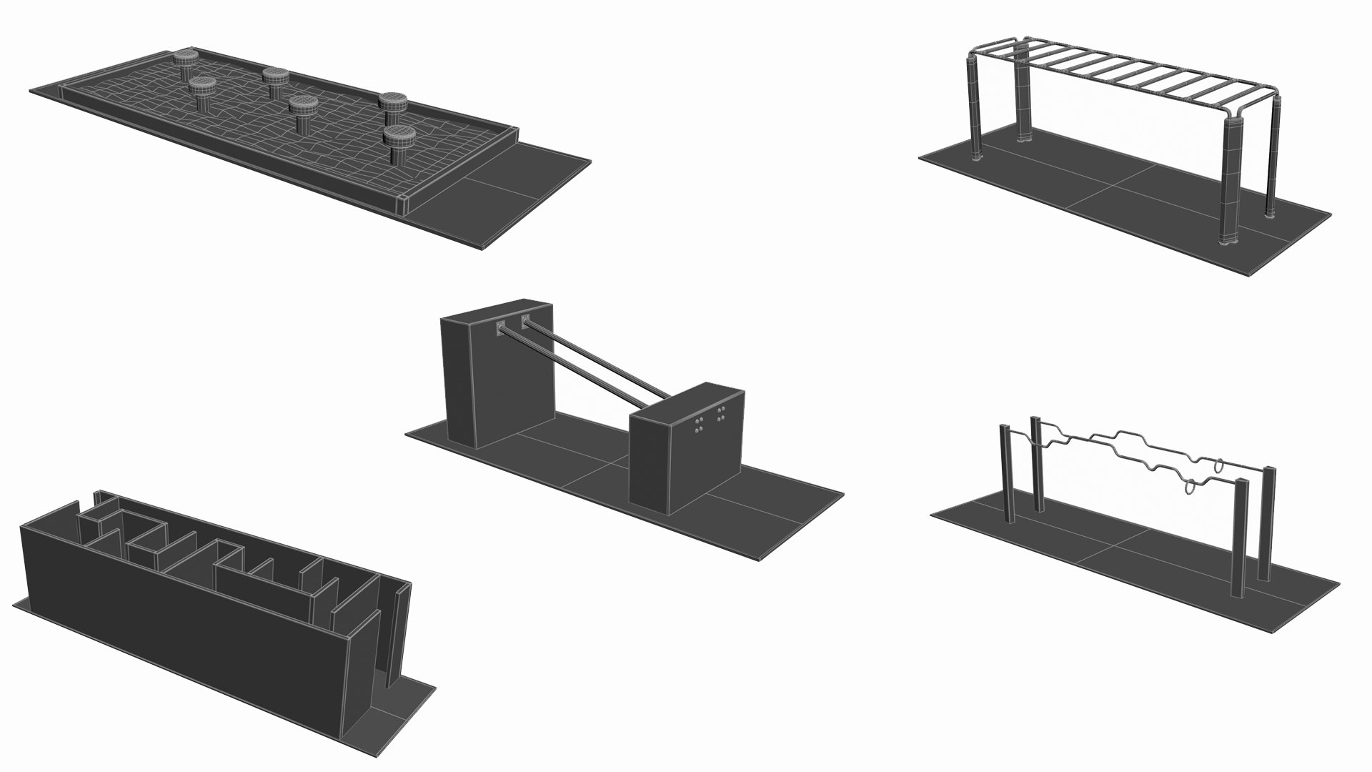 Obstacles Course Collection model https://p.turbosquid.com/ts-thumb/Pe/CiF8M9/gZ/sanstitre2/jpg/1627316157/1920x1080/fit_q87/ddf29010fbd73cdb54b10eb70affb553ad244f52/sanstitre2.jpg