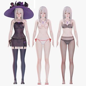 Clothing Collection 003 - Rig - UE5 - Unity - Blender - Animated - Realistic Female Character 3D model