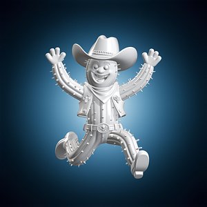 3D Jumping Cactus Cowboy 3D Print Model model