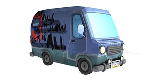 free obj model cartoon minibus