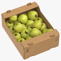 Cardboard Box 03 With Golden Delicious Apple Full