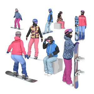3D model snowboard girls