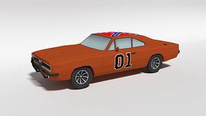 Low Poly Cartoon Dodge Charger 1969 General Lee