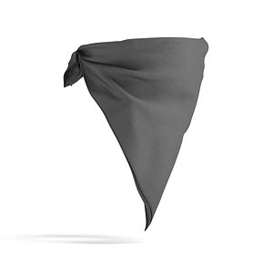 3D model Black Face Protection Bandana - cotton mask scarf