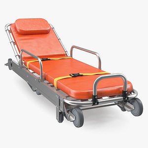 Folded Ambulance Stretcher Trolley 3D Model