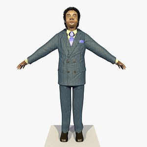 rigged african blue suit 3d model