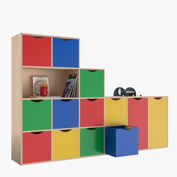 furniture cabinet shelfs kids 3D