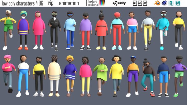 3D Characters 4 06 nationalities model