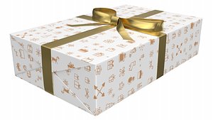 3D Christmas Present PBR White 11 model