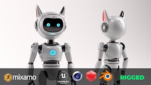 Cute Cat-Eared Sci-Fi Robot 3D
