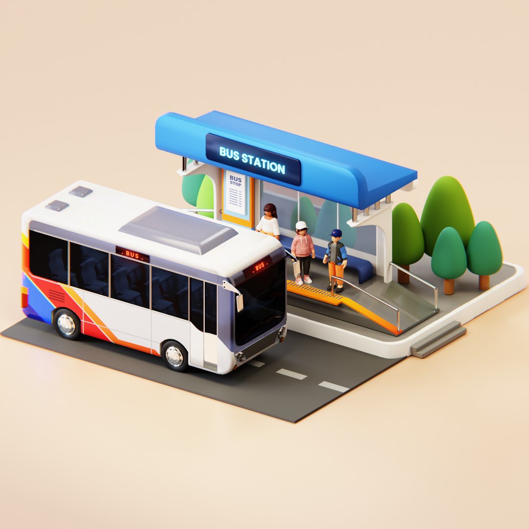 3D Bus Stop Station - TurboSquid 2346513