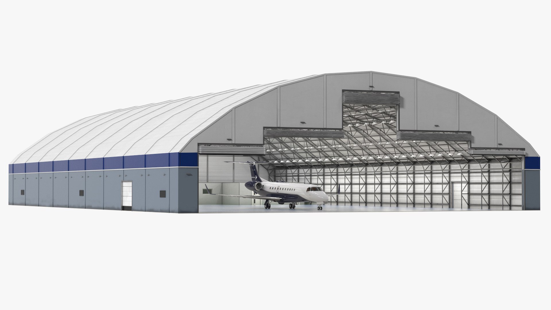 Private Jet Embraer Legacy 650E In Aircraft Hangar Rigged 3D model preview
