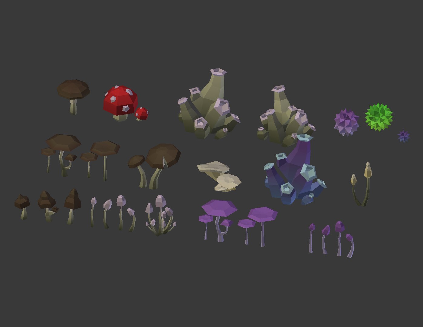 3D model pack mushroom https://p.turbosquid.com/ts-thumb/Pf/OcXWfz/VgNRp4Nw/overview2/png/1544181737/1920x1080/fit_q87/347e8b7f14702cf2b0852c3c1bc61b83b098f9db/overview2.jpg