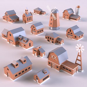 3D countryside buildings 01
