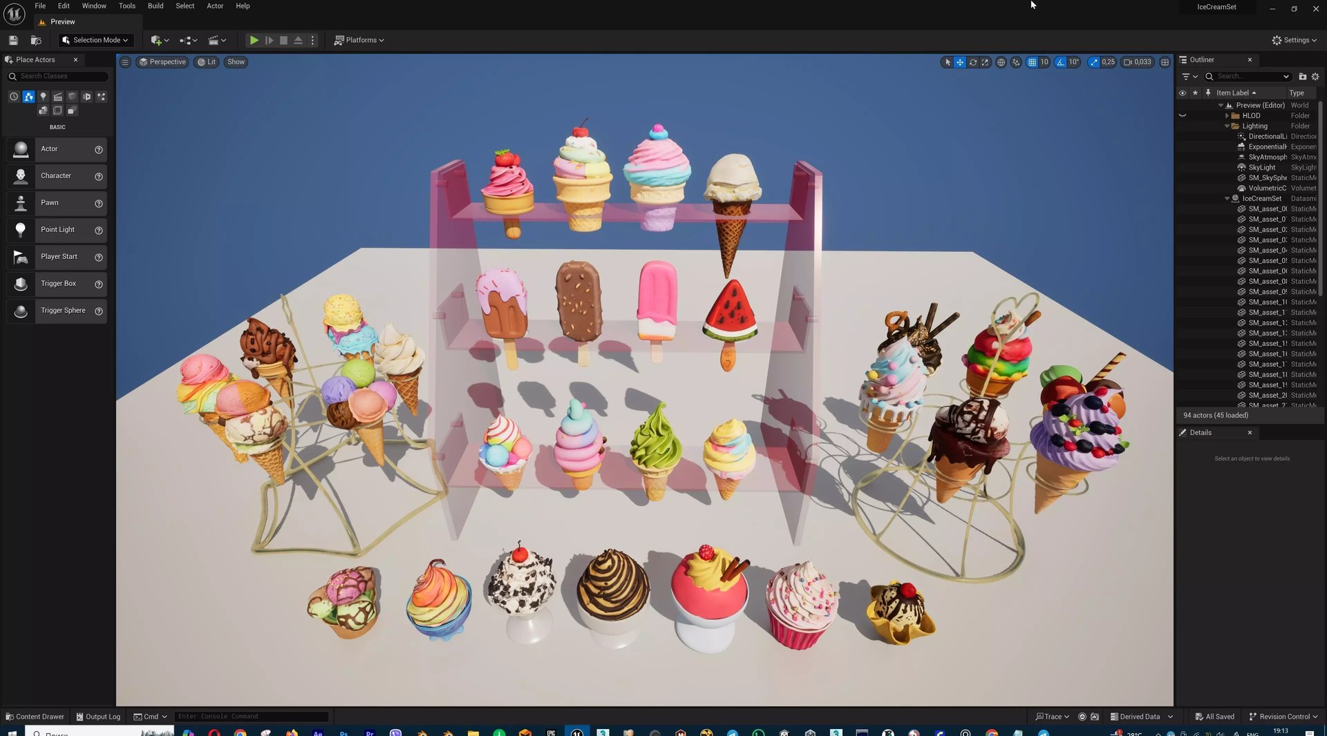Delicious Ice Cream Collection Colorful Dessert Set Low-poly 3D Models ...