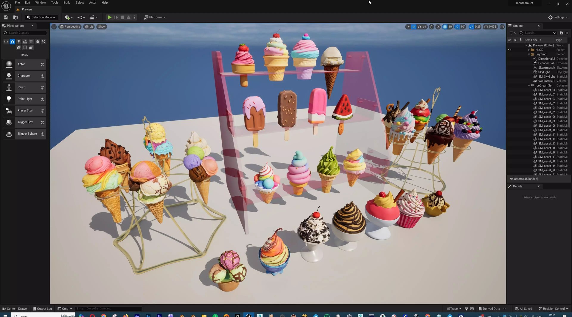Delicious Ice Cream Collection Colorful Dessert Set Low-poly 3D Models ...