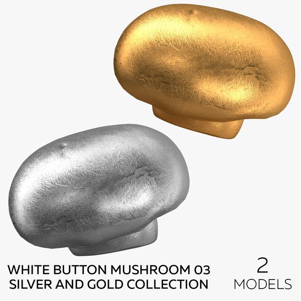 White Button Mushroom 03 Silver and Gold Collection - 2 models 3D model