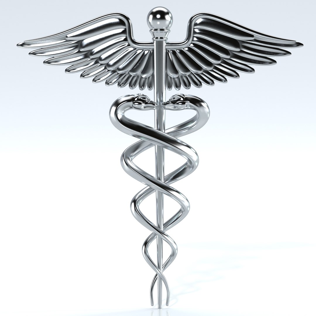 Silver Caduceus Symbol 3D model preview