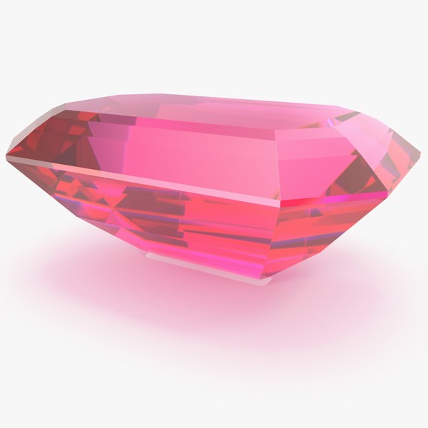 Emerald Cut Pink Topaz 3D